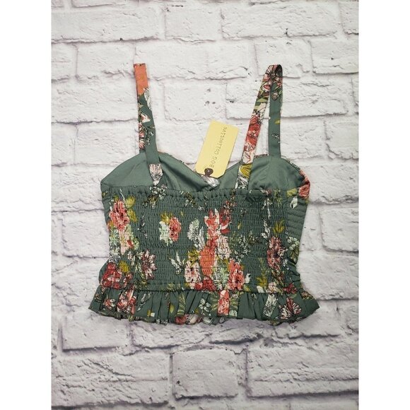 B•O•G• Collective Floral Top Size XSmall Sweet Heart Neck Line Wide Strap Cute - Picture 2 of 5